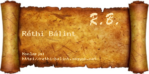 Réthi Bálint névjegykártya